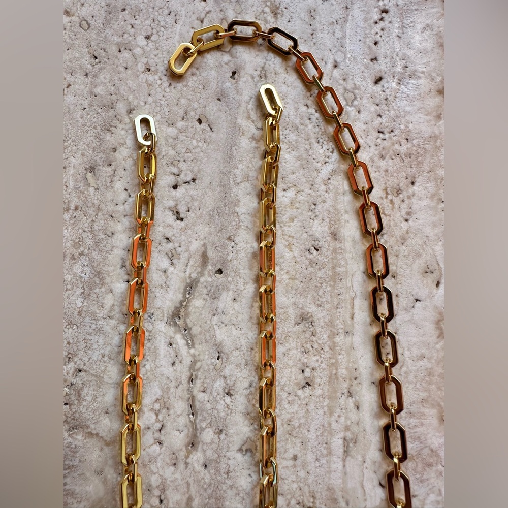 24k Gold Filled Chunky Chain and Bracelet -No clasp this is a jewelers set - Picture 2 of 8